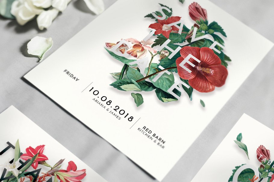 现代古典花卉婚礼设计物料模板 Modern Vintage Floral Wedding Suite插图(3)