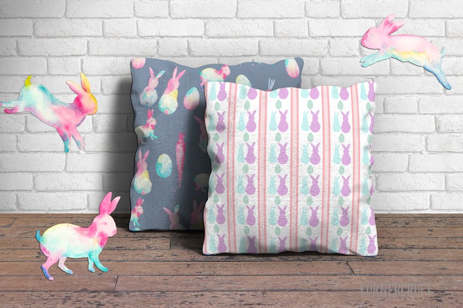 复活节水彩手绘兔子剪贴画合集 Watercolor Abstract Easter Bunny插图(6)
