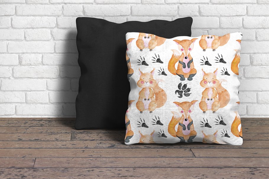 手绘水彩林地动物设计插画素材 Woodland animals Vol.3 Set插图(4)