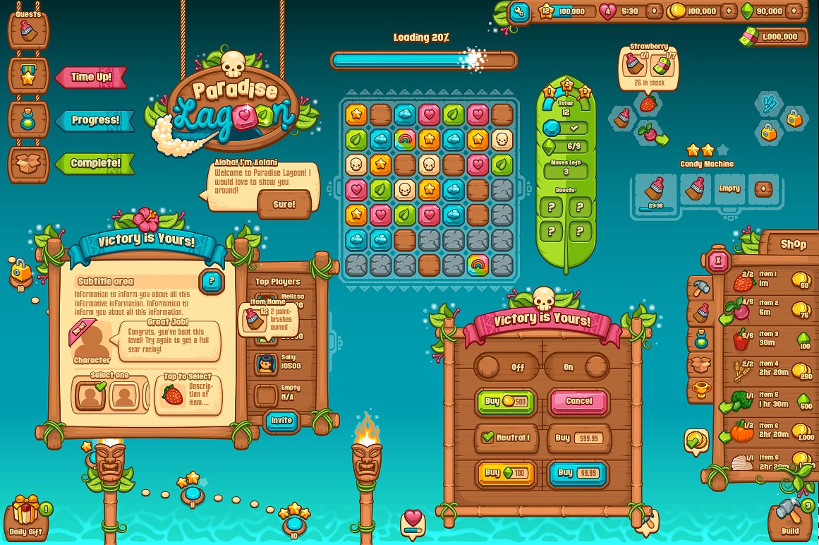 类消消乐休闲游戏应用 UI 套件 Ultimate Casual Game UI Kit插图(4)