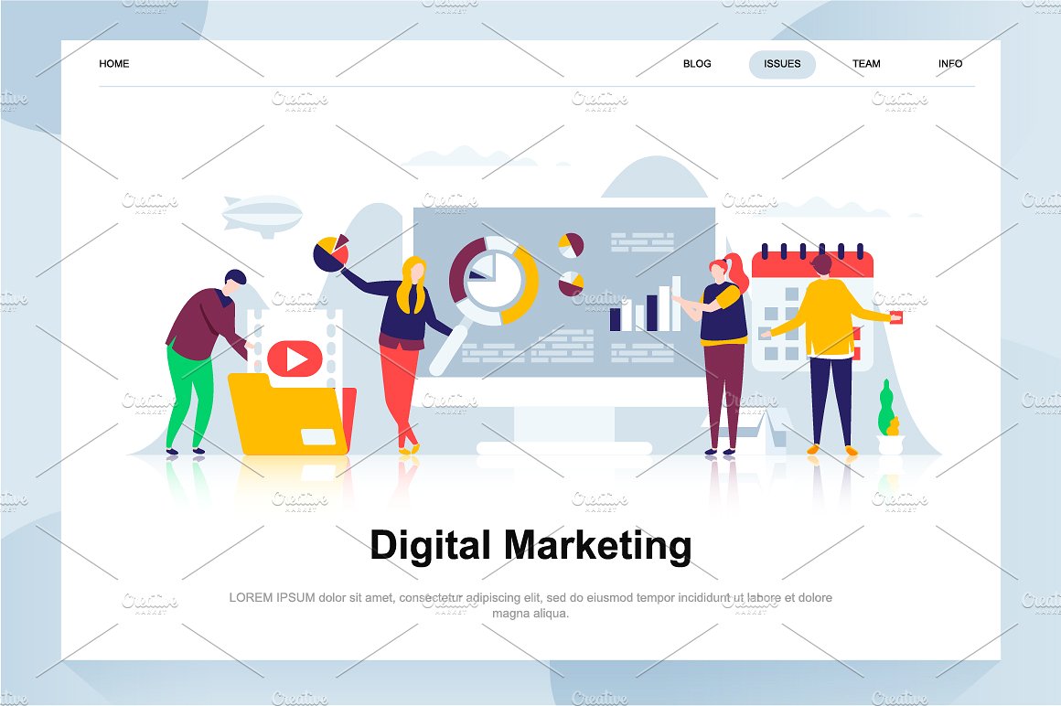 现代化扁平设计理念Web仪表盘登录页面模板 Landing Page Templates插图(19)
