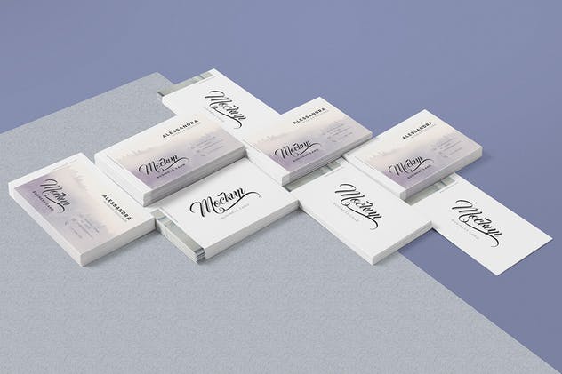 5款企业名片设计等距俯视图样机模板 5 Business Card Mock-Ups插图(3)