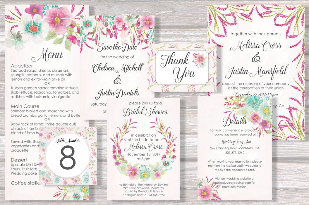 粉红维罗妮卡水彩花卉剪贴画套装 Pink Veronica Watercolor Clip Art Bundle插图(1)