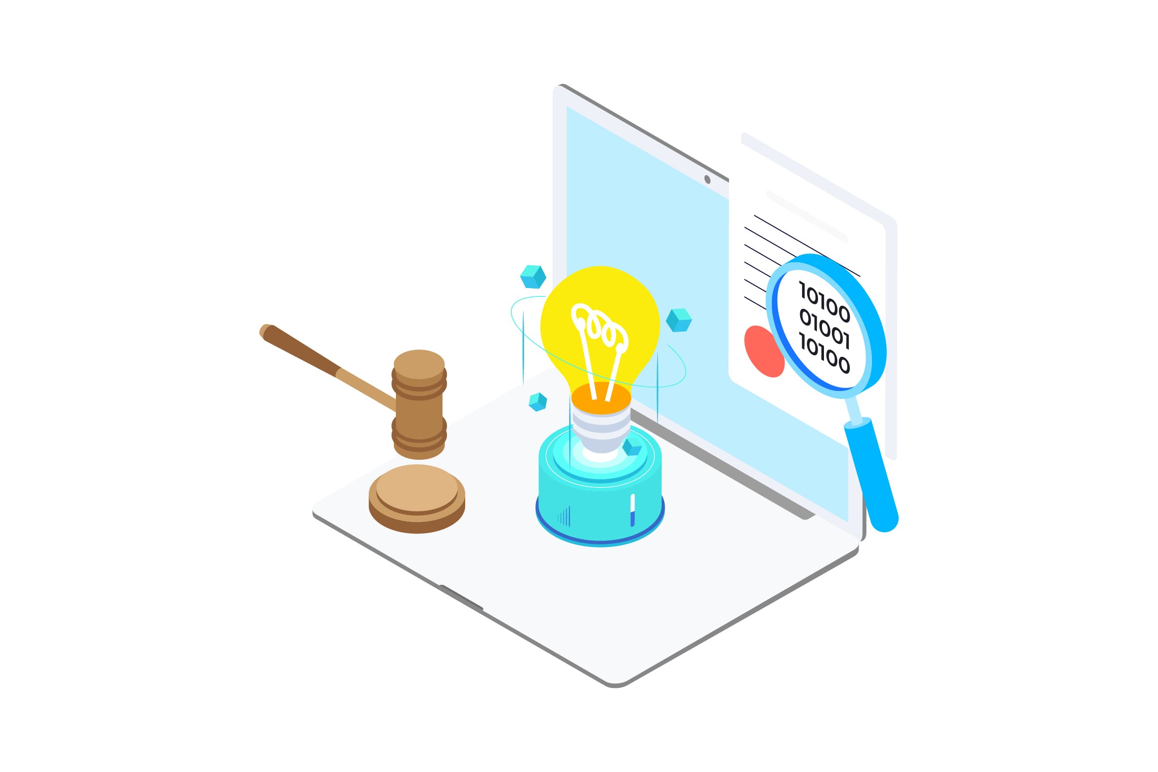 区块链技术智能合约概念插画素材v12 Smart Contract on Blockchain Isometric  12 – TU插图