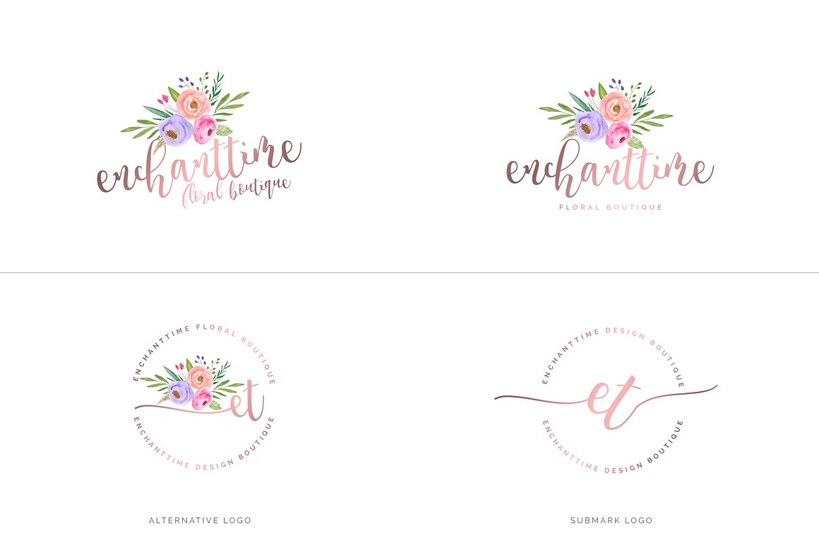 超级水彩风 Logo 设计素材包 Watercolor Premade Branding Logo Kit [模板、纹理&元素]插图(35)