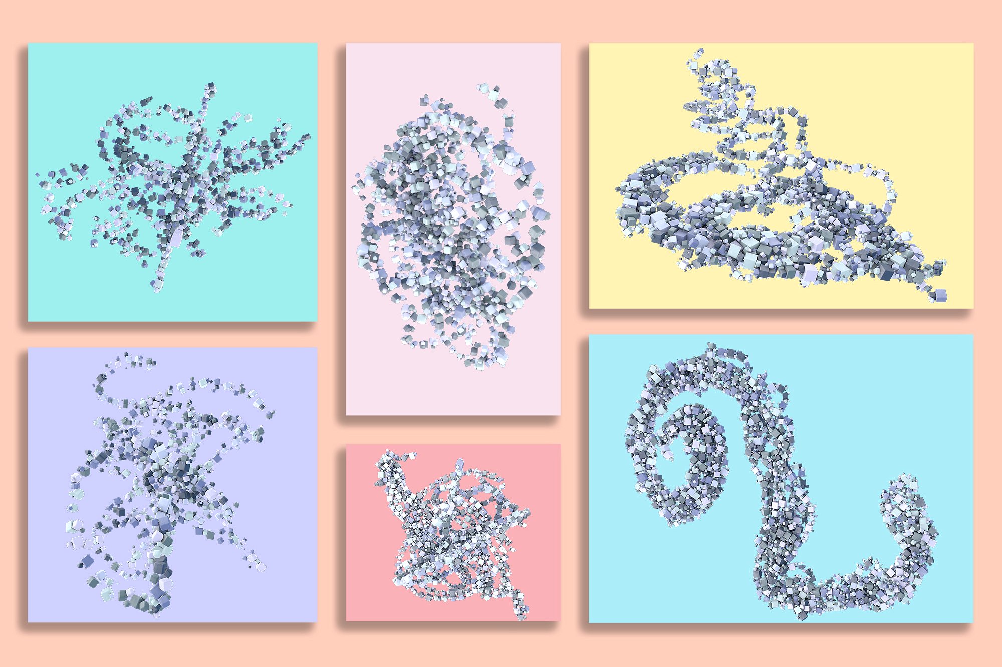 60款彩色立方体叠层背景 Cubes插图(8)