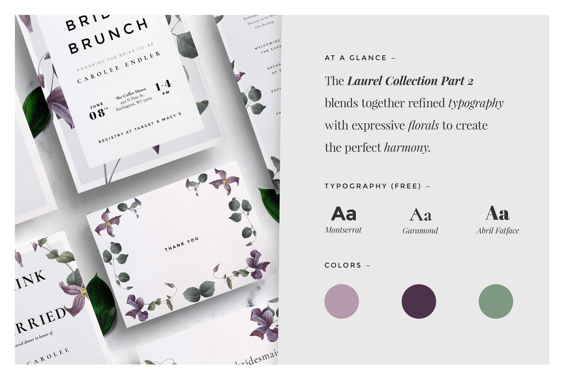 现代皇室花卉风格婚礼设计套件 Modern Laurel P.2 Wedding Collection插图(2)