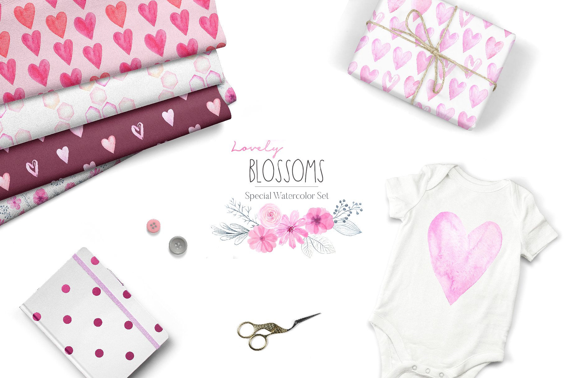 情人节可爱花朵水彩画素材套装下载[JPG,PNG]插图(7)