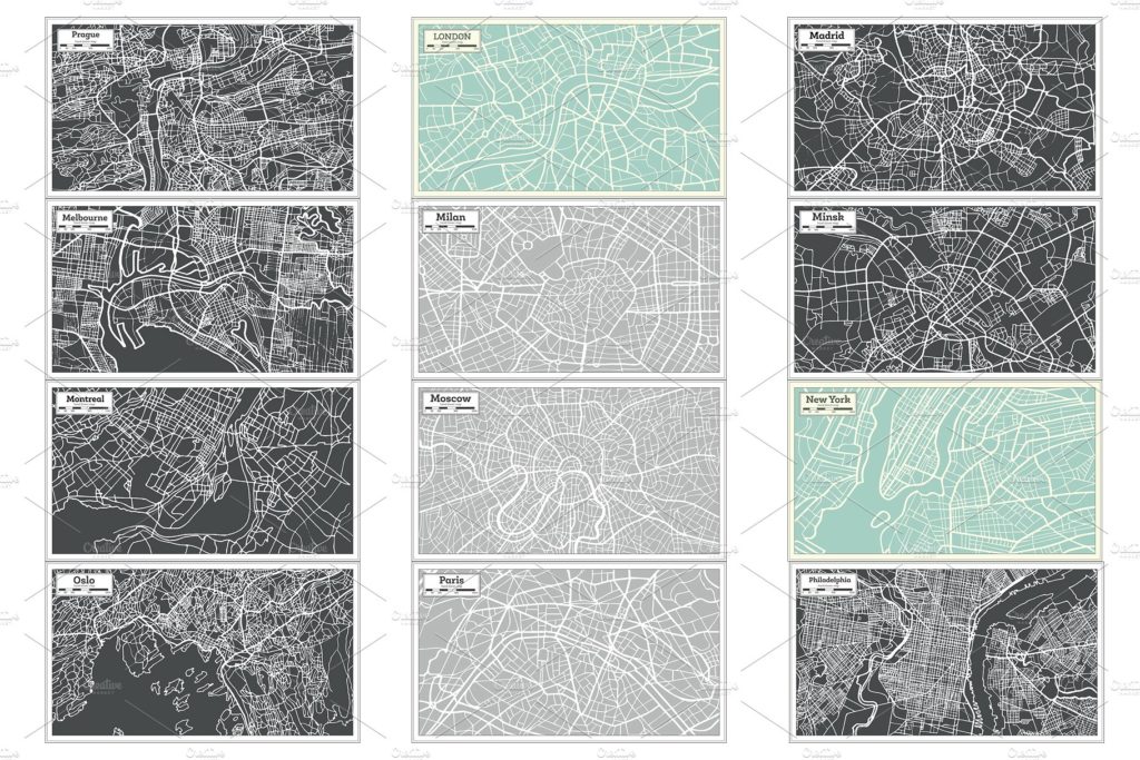 52款手绘地图素材合集下载[ai,eps,psd]插图(11)