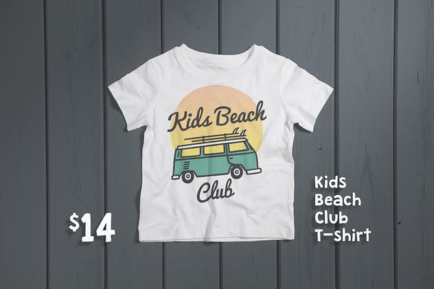 儿童版圆领T恤服饰印花设计样机素材 Crew Neck T-shirt Mock-up Kids Version插图(3)