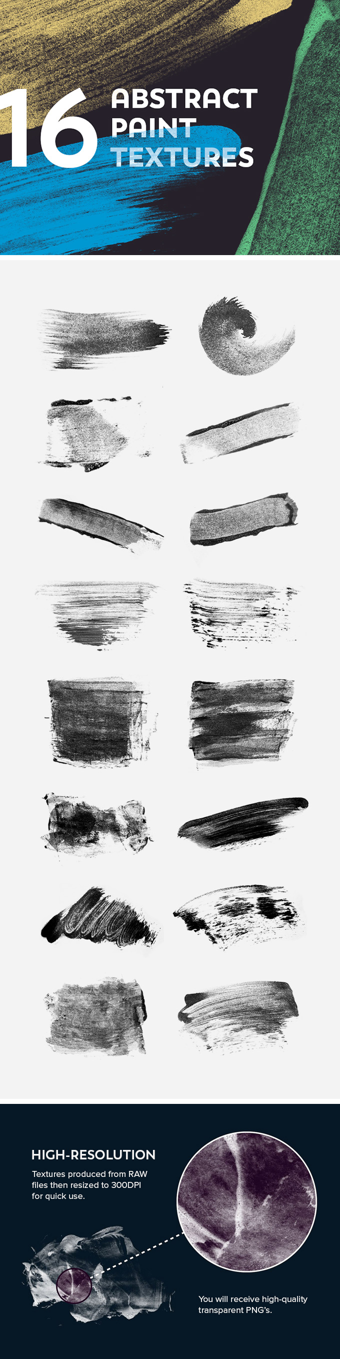 独特的自然水彩抽象纹理 16 Abstract Paint Textures插图