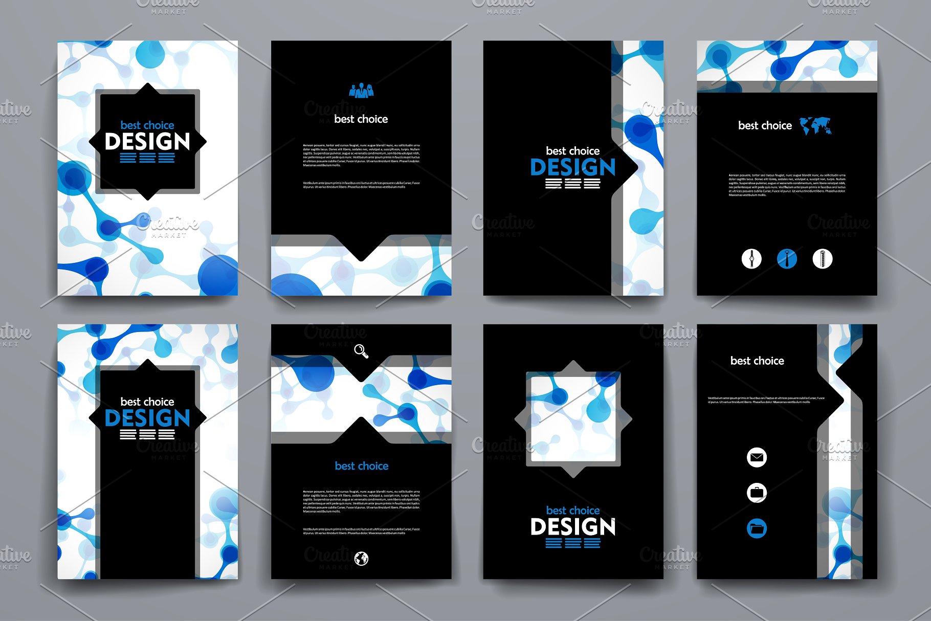 DNA抽象图形背景画册模板合集 Big Pack Brochures in DNA Style.插图(3)