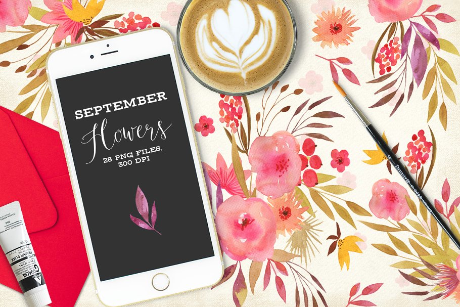 九月花手工花卉剪贴画 September Flowers插图