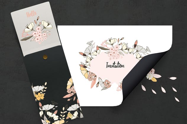 手绘花卉剪贴画图案纹理 Hand Made Flowers插图(3)