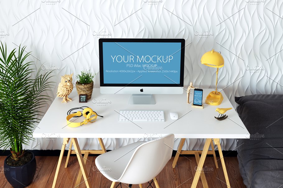 苹果一体机桌面显示样机模板 iMac Mockup (7 PSD) + Bonus插图(4)