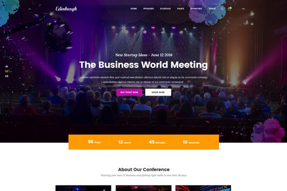 大型活动/会议/讲座主题网站设计PSD模板 Edinburgh : Events Web Template插图(1)