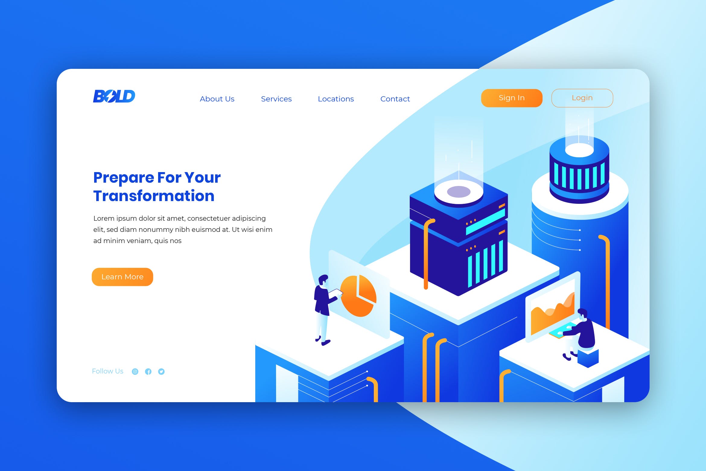 Web着陆页科技信息改革主题等距矢量素材库精选概念插画素材 Isometric Landing Page插图