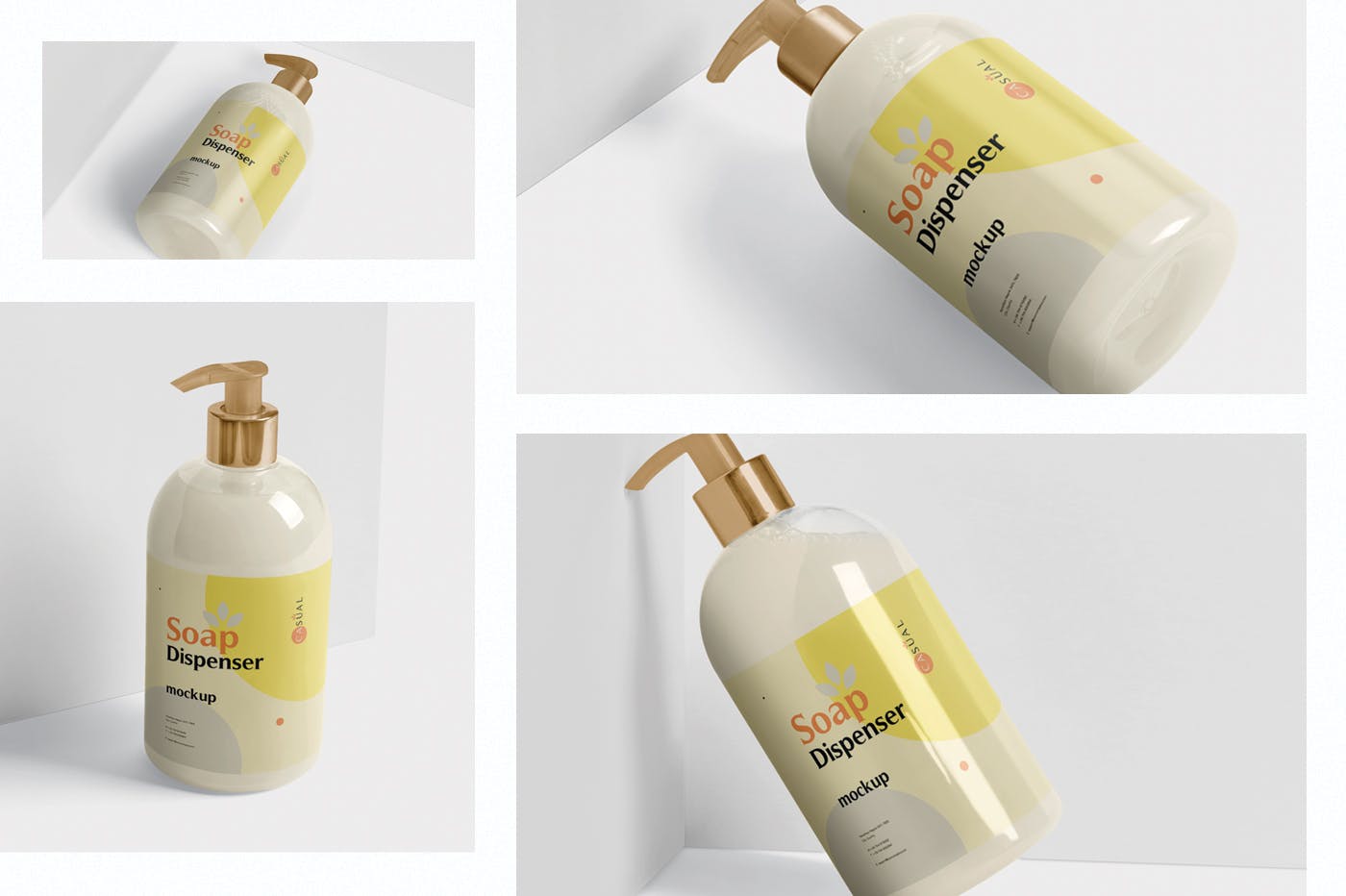 沐浴露/洗发水按压瓶外观设计样机 Soap Dispenser Mockup – Round Shape插图(1)