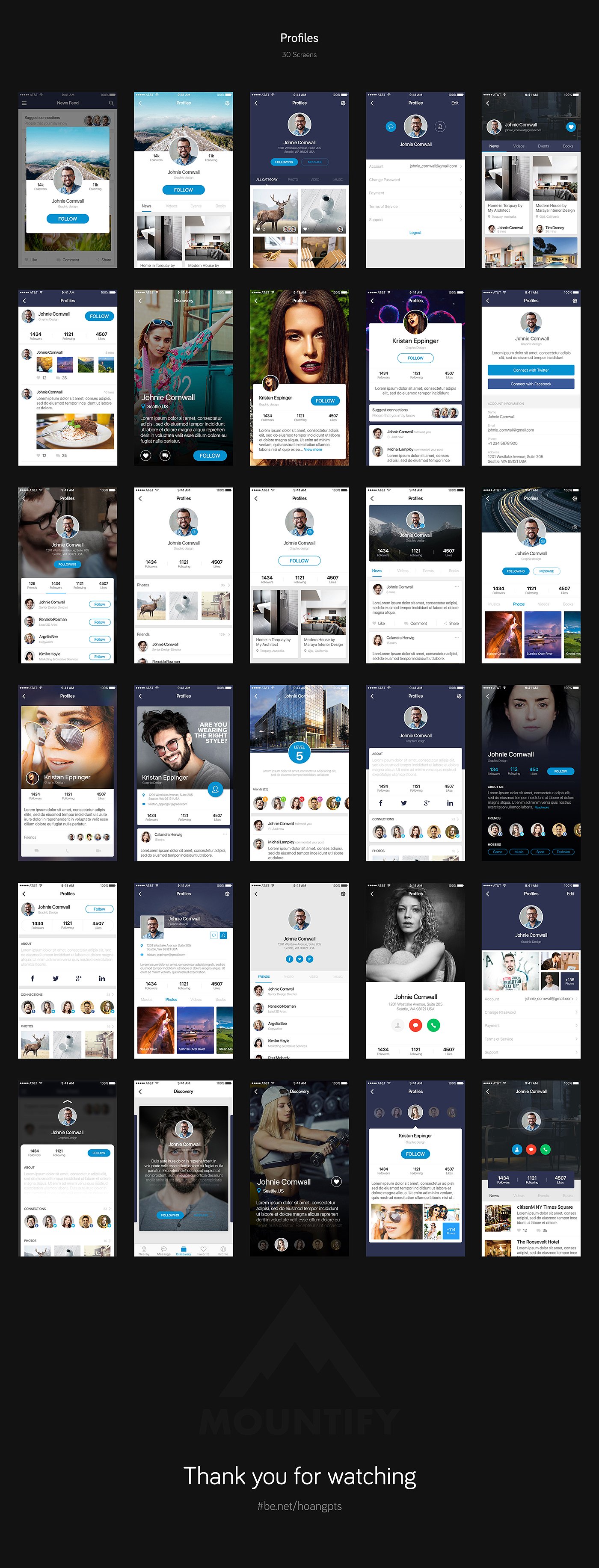 手机应用设计套件 Mountify Mobile UI Kit（150 PSDs&1000+元素）插图(5)