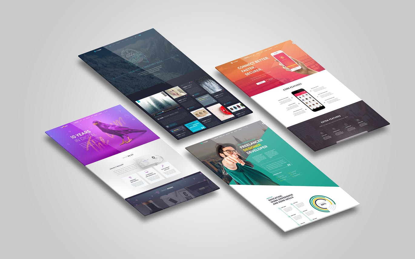 网站/传单/简历设计效果图样机模板 Web,Flyer,Resume or CV Mock up插图(2)