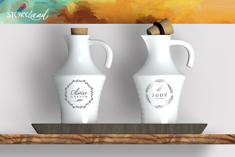 13款手写英文字体合集&Logo模板、矢量插画 Wonderland Fonts Pack & Branding Kit插图(29)