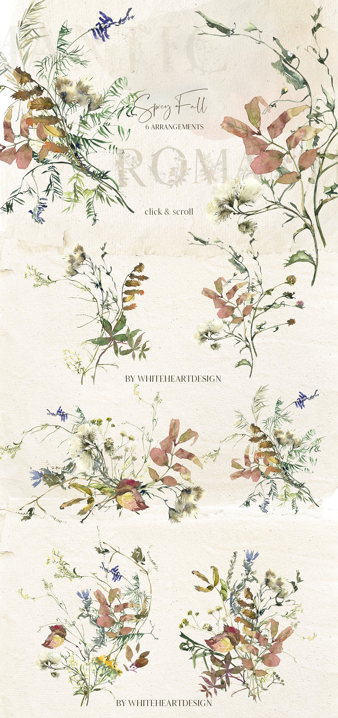 辛辣植物&花卉水彩剪贴画 Spicy Fall Watercolor Leaves Clipart插图(6)