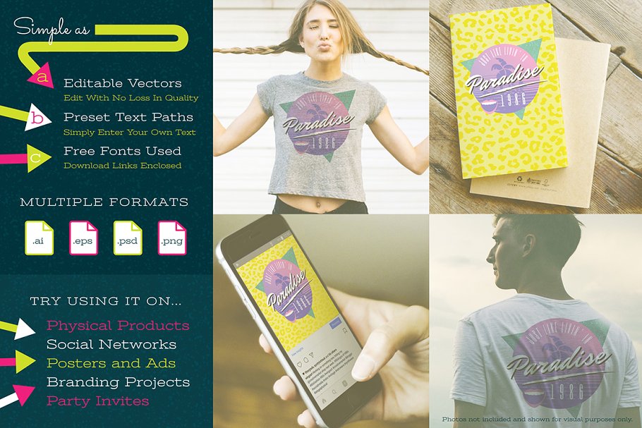 80年代感沙滩派对Logo设计  1980s Beach Party Logo Design插图(1)