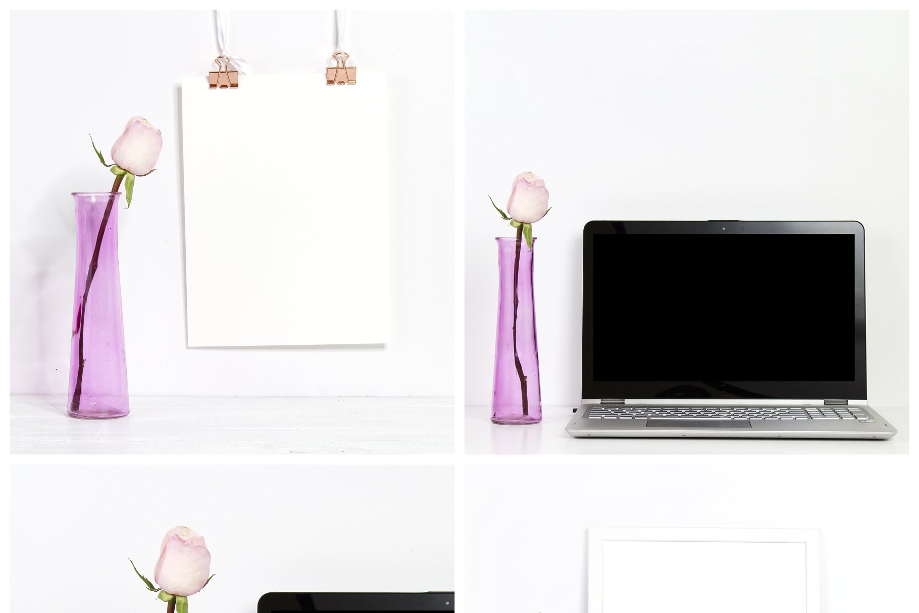 玫瑰花配图照片展示样机 Rose Mockup Bundle (5 Images)插图(1)