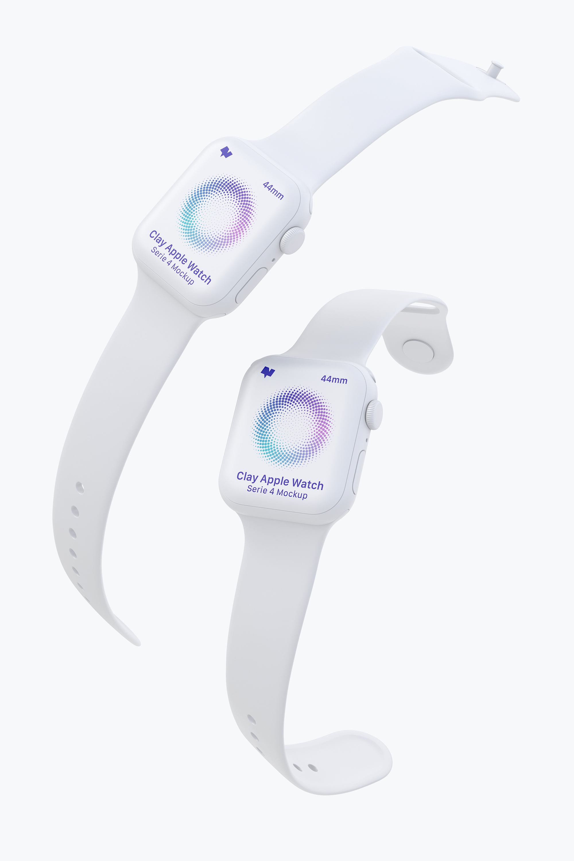 Apple Watch 4智能手表屏幕界面设计图样机04 Clay Apple Watch Series 4 (44mm) Mockup 04插图