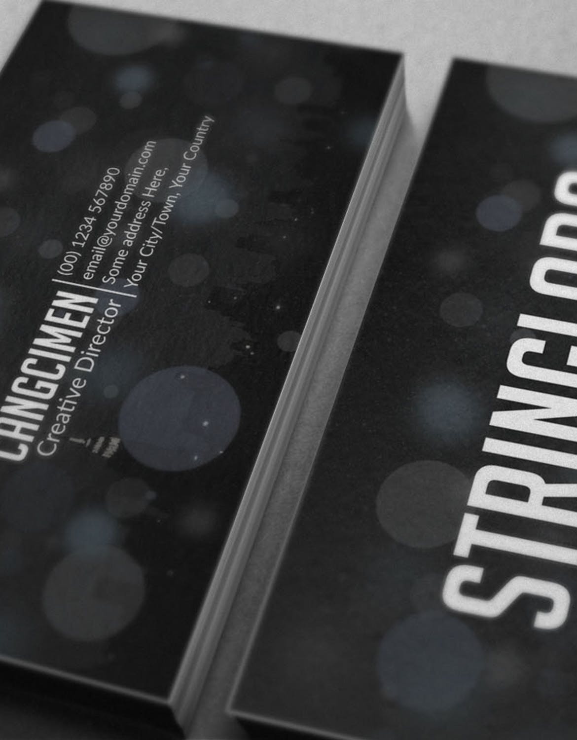 黑暗的散景名片设计模板插图