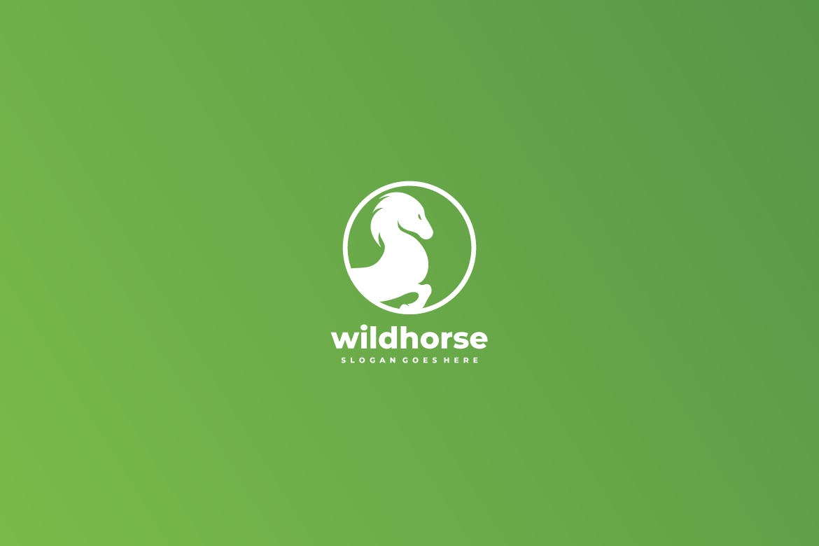 野马图形Logo设计素材库精选模板 Wild Horse Logo插图(1)