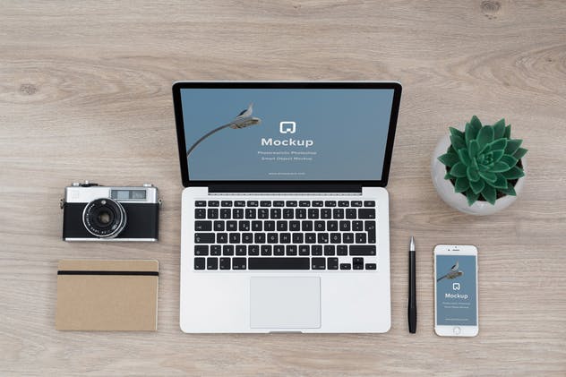 iPhone&Macbook办公桌场景UI设计样机套装Vol.2 Mockup Pack Vol.2 – 06 Photorealistic PSD插图(5)