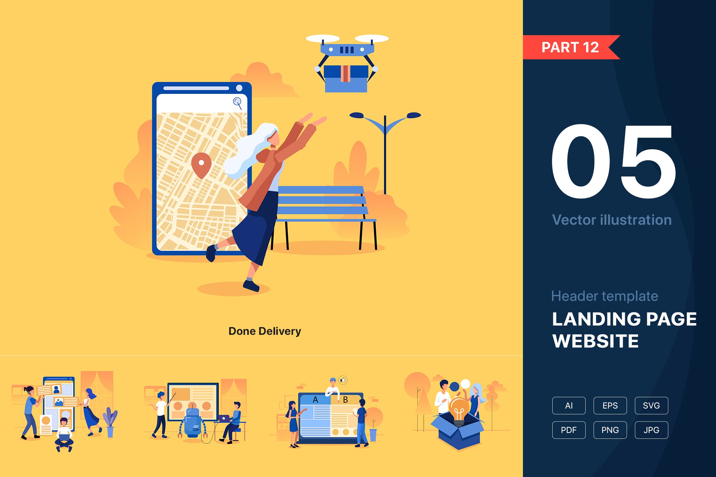 技术和开发网站设计矢量插画素材集v12 [Part 12]Technical & Development Illustrations Set插图