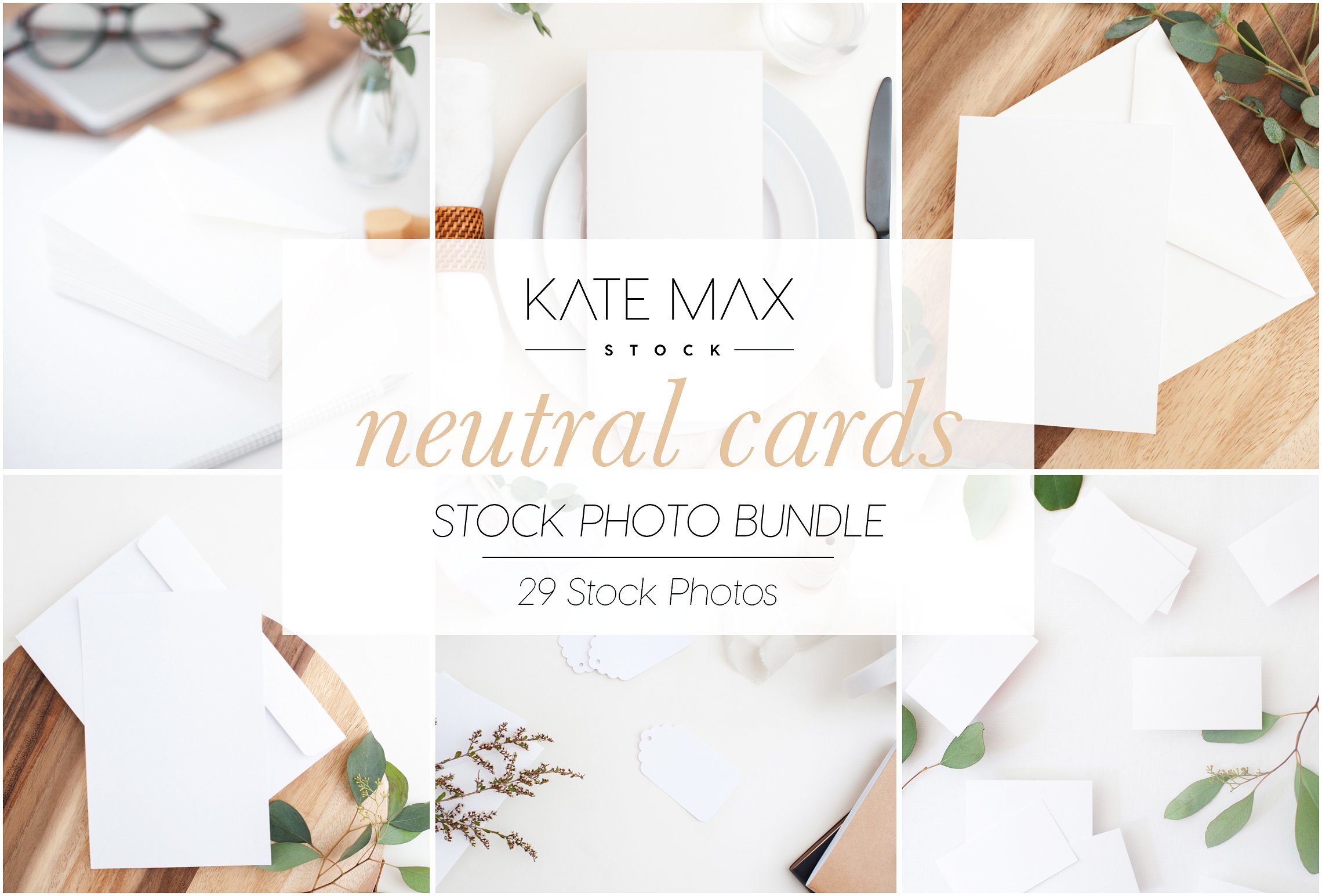 素净色贺卡卡片样机模板合集 Neutral Card Mockups Bundle插图