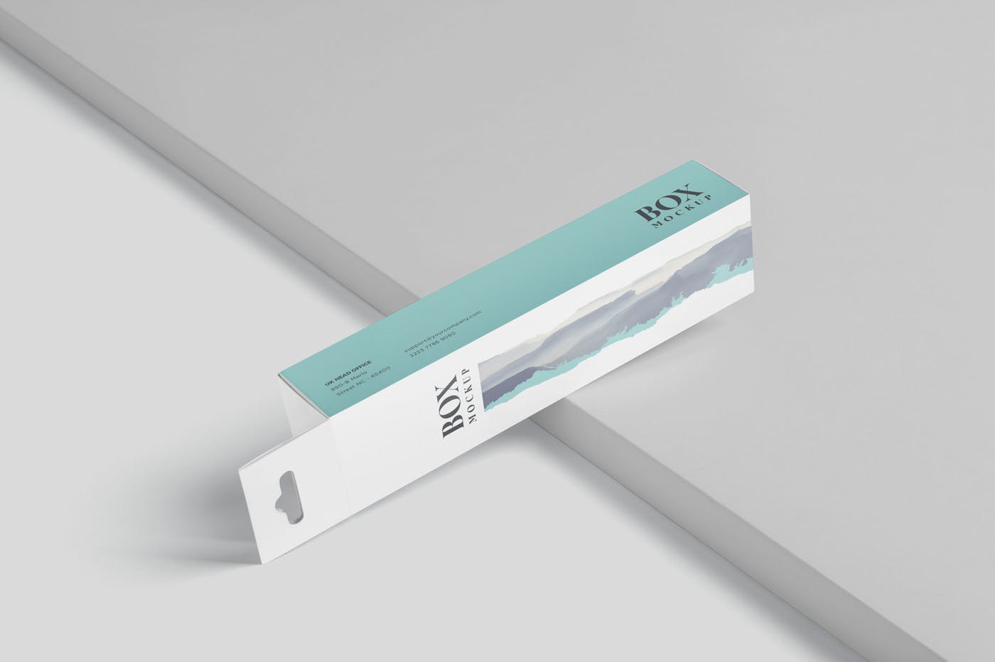 超薄矩形长条包装盒外观设计效果图素材库精选 Box Mockup PSDs – High Slim Rectangle Size Hanger插图(4)