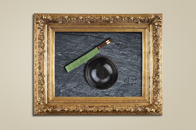 复古奢华金色边框画框样机V2 Antique Golden Frame Mockup 02插图(4)