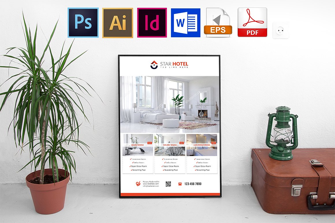 10款酒店宣传海报模板合辑下载 10 Hotel Poster Bundle [ai,psd,indd]插图(8)