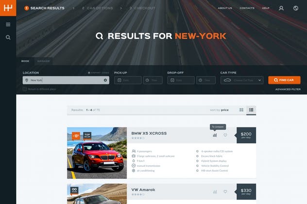 汽车租赁和预订网站设计PSD模板 Rentify – Car Rental & Booking PSD Template插图(3)