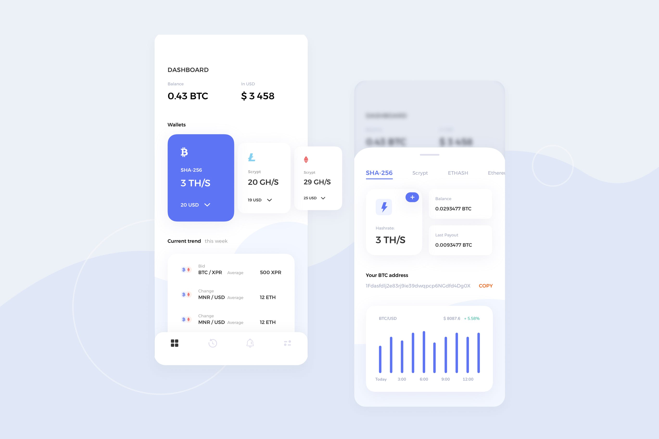 加密货币挖矿APP应用界面设计模板 Mining Cryptocurency UI – FV插图