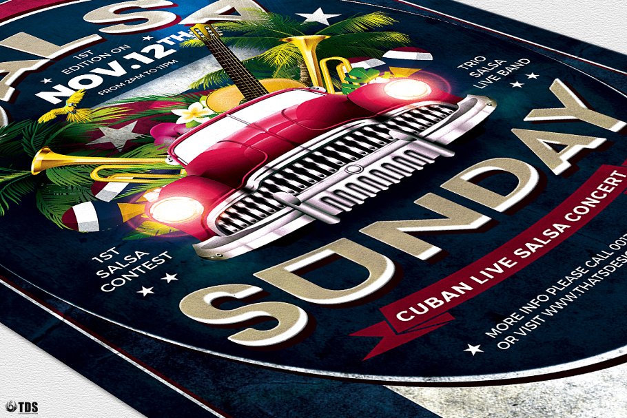 古巴萨尔萨舞曲现场活动海报传单模板v2 Cuban Live Salsa Flyer PSD V2插图(5)