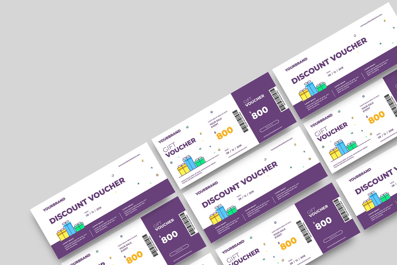 时尚高端简约多用途的新年圣诞节打折促销sale礼品券入场券门票设计矢量模板-5插图