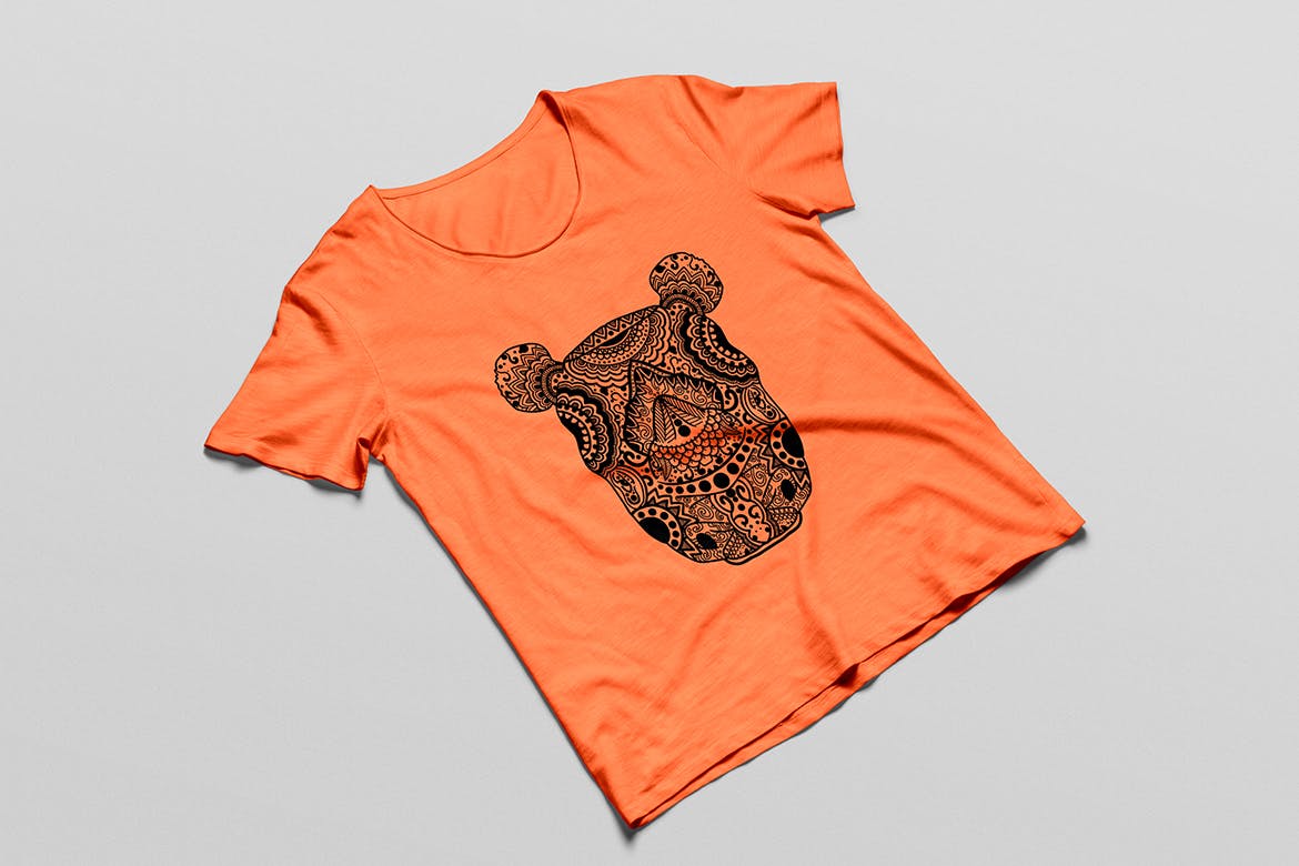 犀牛-曼陀罗花手绘T恤印花图案设计矢量插画素材库精选素材 Rhino Mandala T-shirt Design Vector Illustration插图(4)