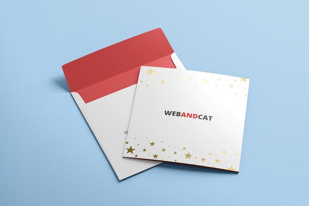 方形信封设计图样机素材库精选模板 Square Envelope Mock-up插图(6)