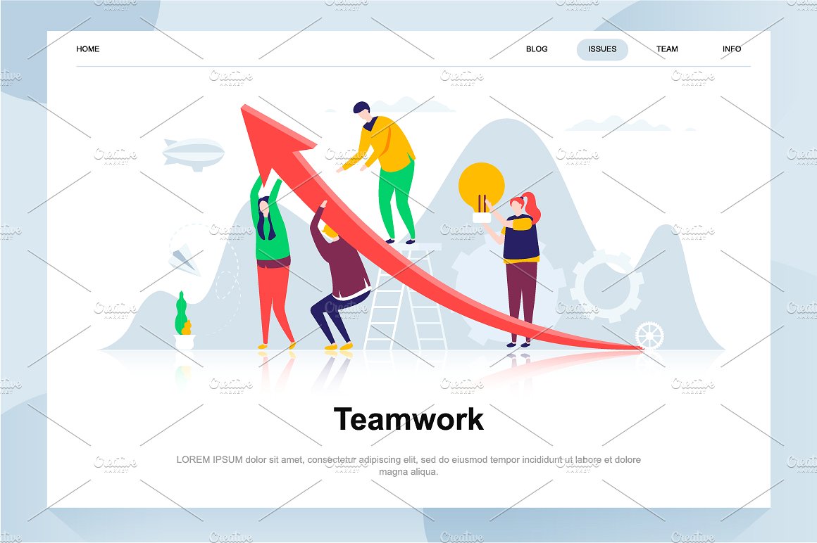 现代化扁平设计理念Web仪表盘登录页面模板 Landing Page Templates插图(6)