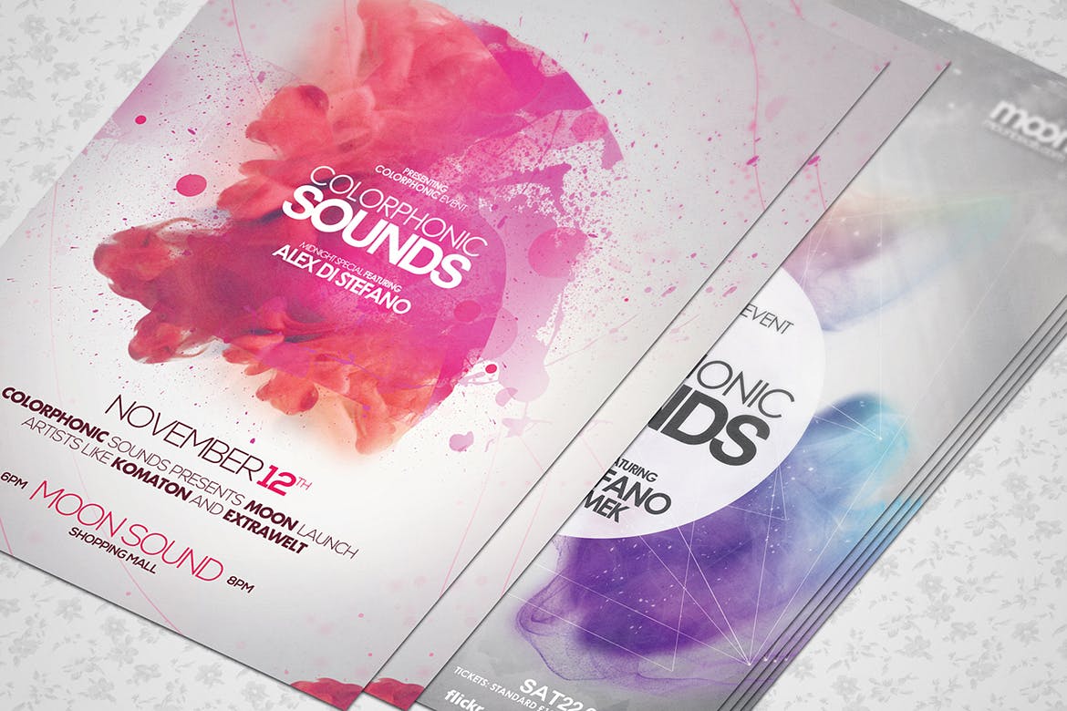 优雅水彩装饰元素海报设计效果图样机 Elegant Flyer Mock up插图(1)