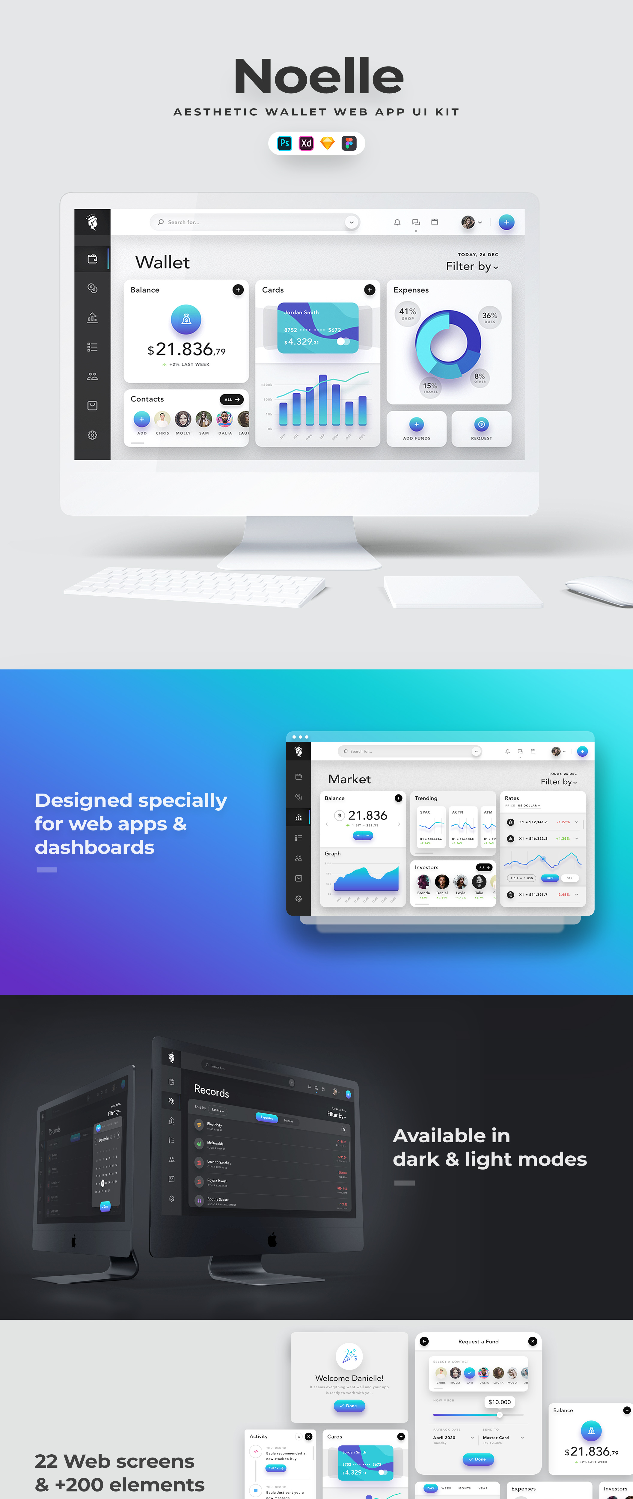 素材库下午茶：Web钱包和加密货币仪表板应用UI套件插图