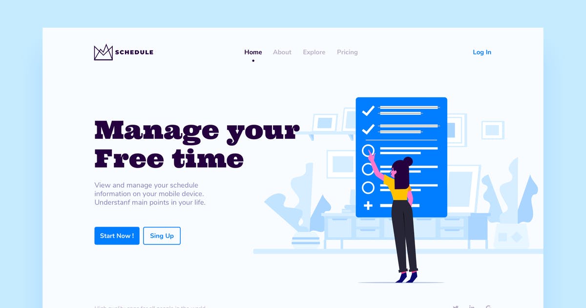 后台管理概念插画网站着陆页设计模板 Managment Landing Page Illustration插图