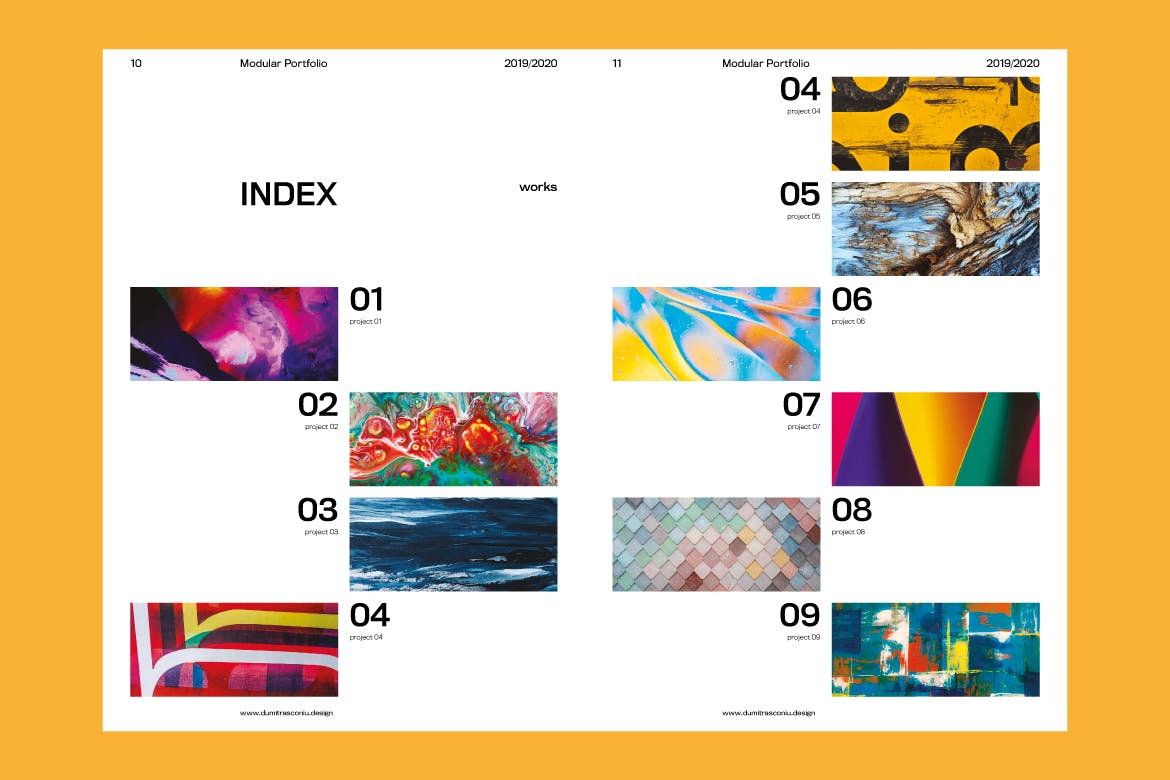 企业画册/产品目录/作品集INDD＆PSD设计模板 Modular Portfolio Template插图(4)