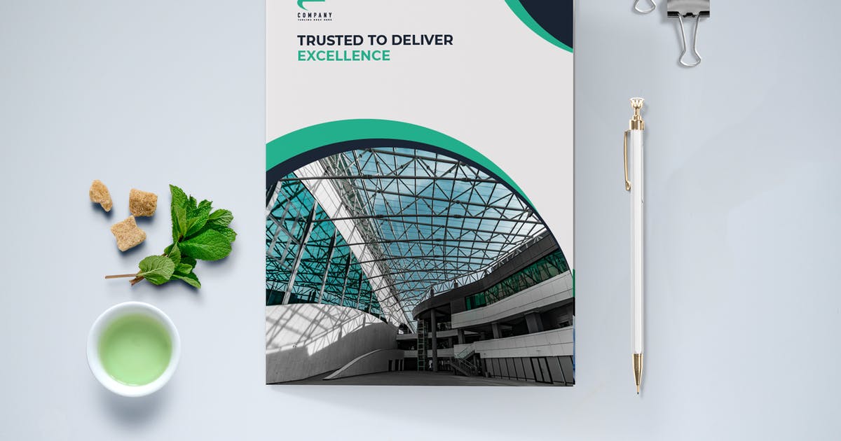 创意现代企业介绍双折页尺寸设计手册模板插图