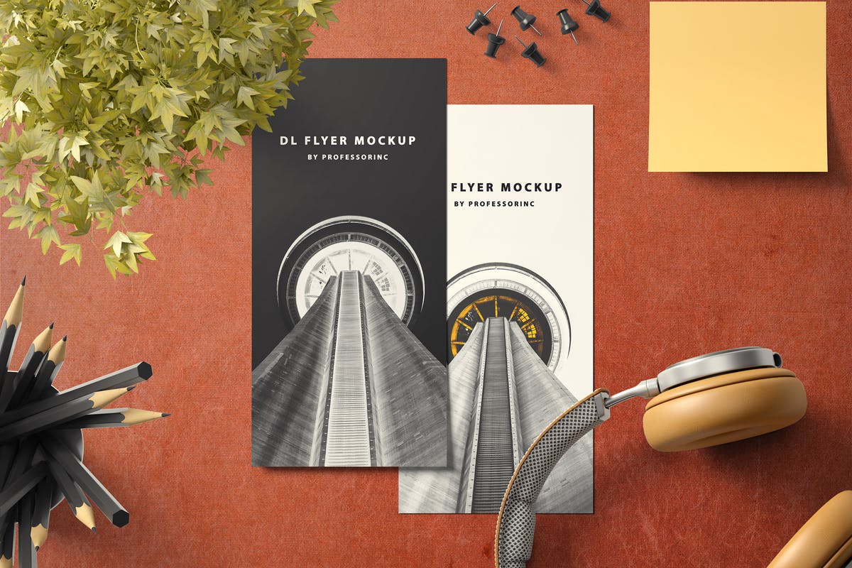 时尚高端品牌纵向DL传单样机套装2 Portrait DL Flyer Mockup – Set 2插图